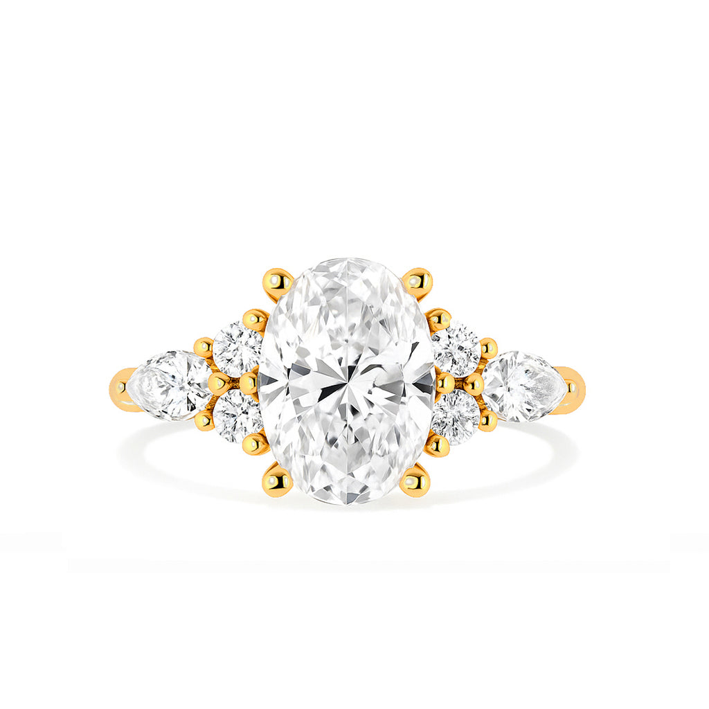 The Maya Ring - Lab Grown Diamond with Side Stones