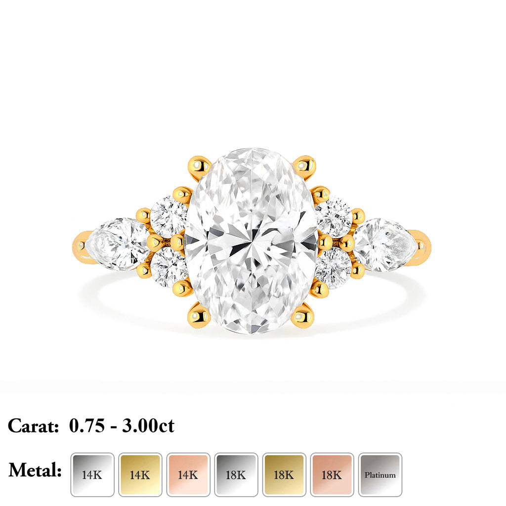 The Maya Ring - Lab Grown Diamond with Side Stones