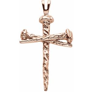 18K Rose 26x18.2 mm Nail Design Cross Pendant