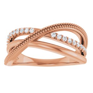 14K White, Yellow or Rose Gold 0.20CTW Lab-Grown Diamond Criss-Cross Ring