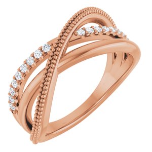 14K White, Yellow or Rose Gold 0.20CTW Lab-Grown Diamond Criss-Cross Ring