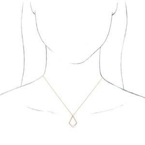 14K Yellow Cultured White Freshwater Pearl & 1/4 CTW Natural Diamond Geometric 16-18" Necklace