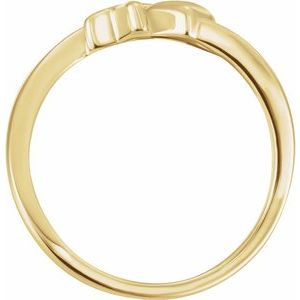 14K Yellow Cross & Heart Chastity Ring