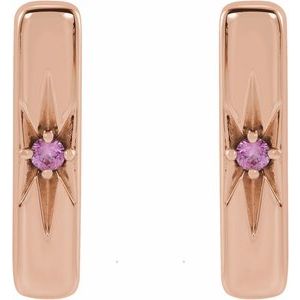 14K Rose Natural Pink Sapphire Bar Earrings