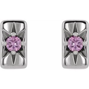 Platinum Natural Pink Sapphire Bar Earrings  87144:667:P