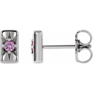 Platinum Natural Pink Sapphire Bar Earrings  87144:667:P