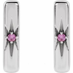 Sterling Silver Natural Pink Sapphire Bar Earrings