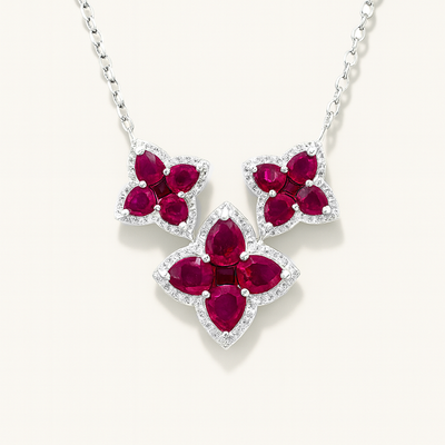 18k White Gold Ruby & Diamond Necklace