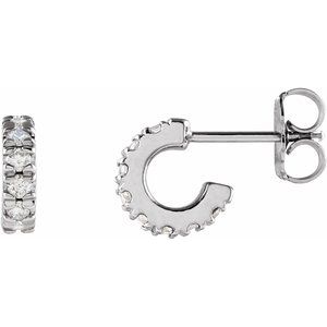 14K White Gold 0.25 CTW Natural Diamond French-Set Huggie Hoop Earrings