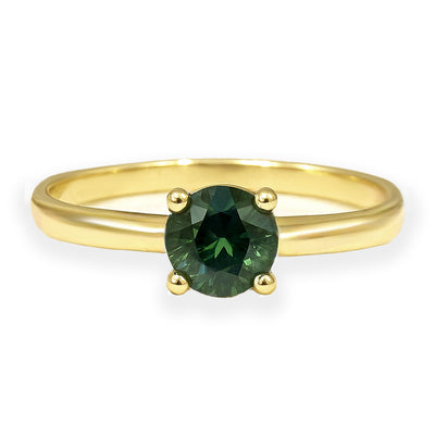 14k Yellow Gold Light Green Sapphire Ring