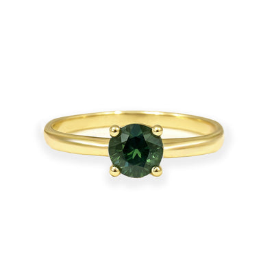 14k Yellow Gold Light Green Sapphire Ring