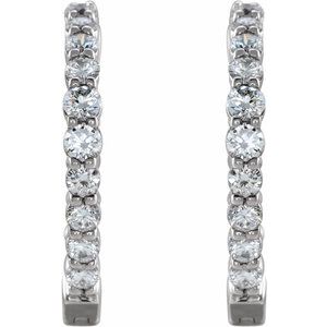 14K Yellow, White or Rose Gold 1 CTW Lab-Grown Diamond Inside-Outside Hinged 19.3 mm Hoop Earrings