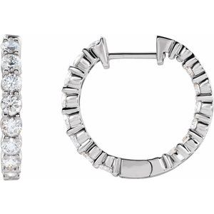 14K Rose, Yellow, or White Gold 2CTW Natural Diamond Inside-Outside Hinged 20 mm Hoop Earrings