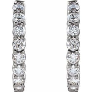 14K Yellow or White Gold 2CTW Lab-Grown Diamond Inside-Outside Hinged 20 mm Hoop Earrings