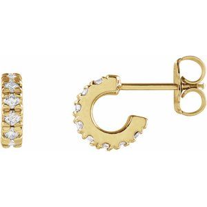 14K White, Yellow or Rose Gold 0.25CTW Lab-Grown Diamond French-Set Huggie Hoop Earrings