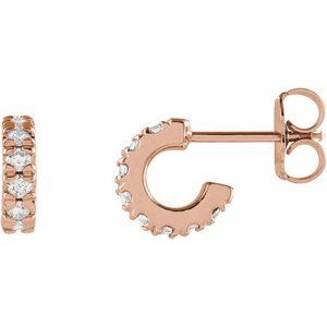 14K White, Yellow or Rose Gold 0.25CTW Lab-Grown Diamond French-Set Huggie Hoop Earrings