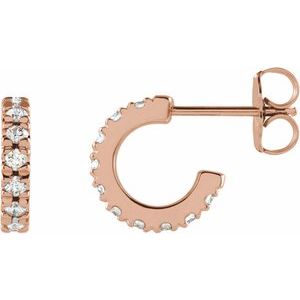 14K Yellow, White or Rose Gold 0.33 CTW Lab-Grown Diamond French-Set 10 mm Huggie Hoop Earrings