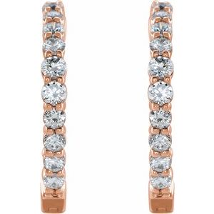 14K Yellow or White, Rose Gold 1CTW Natural Diamond Inside-Outside Hinged 19.3 mm Hoop Earrings