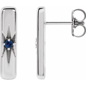 Platinum Natural Blue Sapphire Bar Earrings