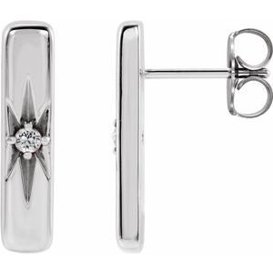 Platinum Natural White Sapphire Bar Earrings  87144:642:P