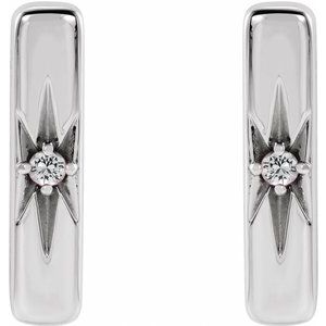 Platinum Natural White Sapphire Bar Earrings  87144:642:P