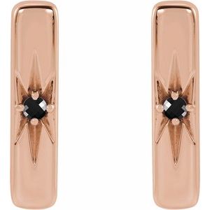 14K Rose Natural Black Onyx Bar Earrings