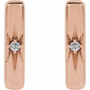 14K Rose Natural White Sapphire Bar Earrings