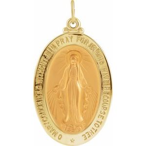 18K Yellow 29x20 mm Oval Miraculous Medal