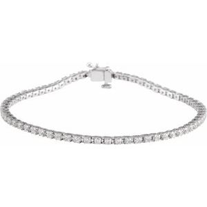 14K White, Yellow, Rose Gold 2 CTW Natural Diamond Line 18.4cm Bracelet