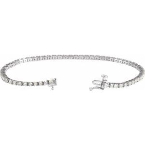 14K White, Yellow, Rose Gold 2 CTW Natural Diamond Line 18.4cm Bracelet