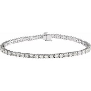 14K Yellow, White Gold 4 CTW Natural Diamond Line 18.4cm Bracelet