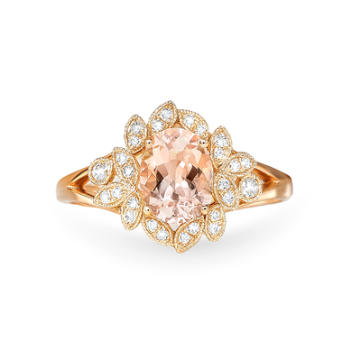 14K Rose Gold Morganite & Diamond Ring