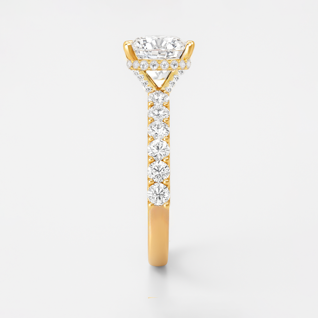 The Josephine Ring - Hidden Halo and Large Pave Band - Lab Grown Diamond