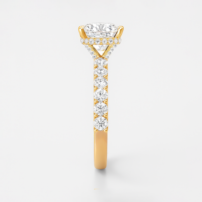 The Josephine Ring - Hidden Halo and Large Pave Band - Lab Grown Diamond