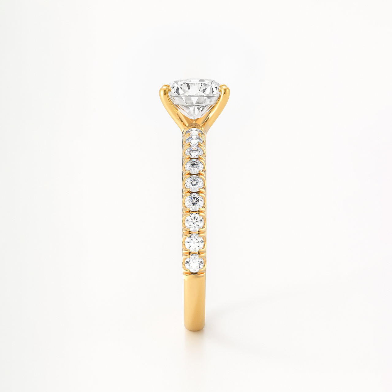 The Florence Ring - Lab Grown Diamond with Fine Pave Band