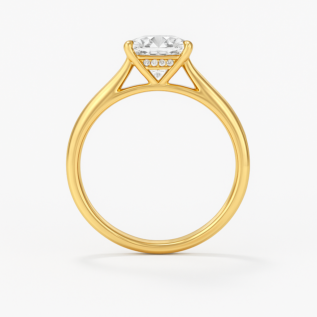The Brescia Ring - Hidden Halo Cathedral Radiant Solitaire