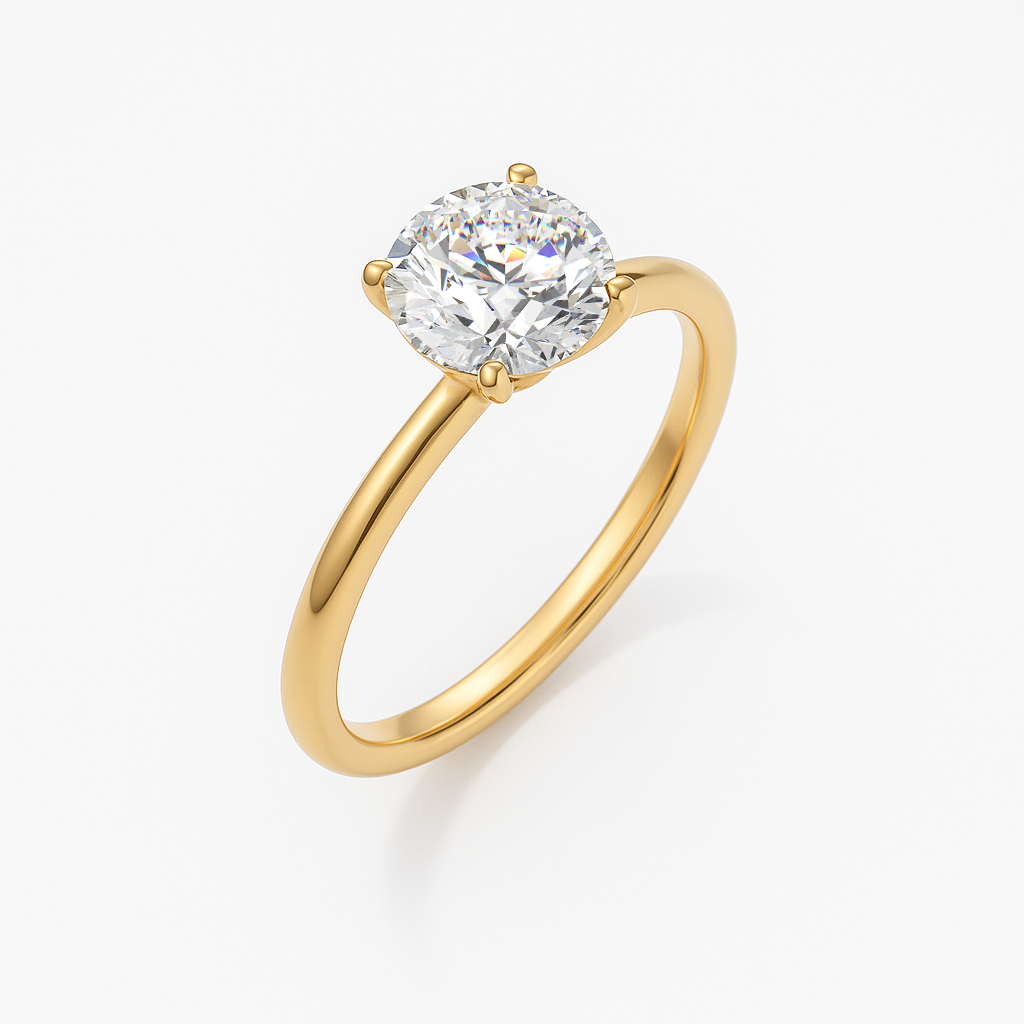 The Venice Ring - Low Set Round Solitaire - Lab Grown Diamond