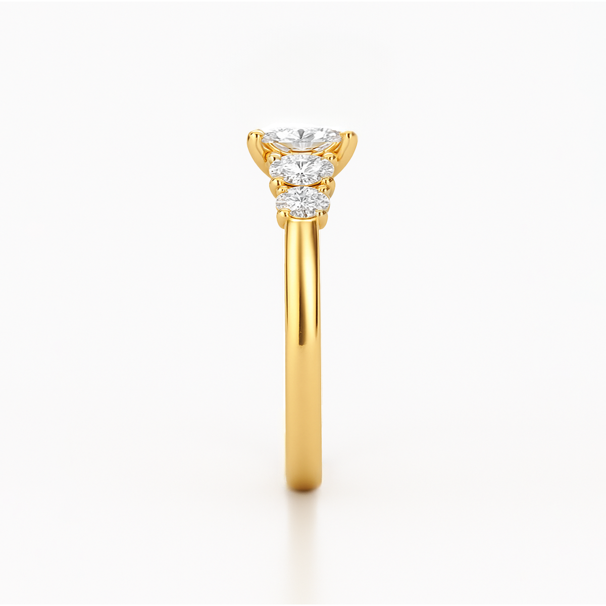 The Valerie Ring - Oval Cut Diamond with Side Stones