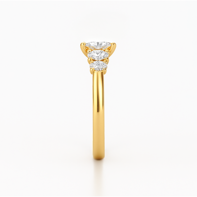 The Valerie Ring - Oval Cut Diamond with Side Stones