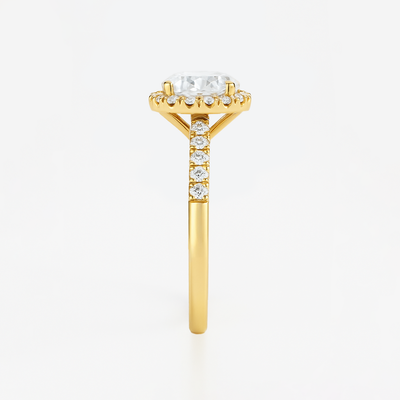 The Rosalie Ring – Oval Diamond Engagement Ring with Halo and Pave Band