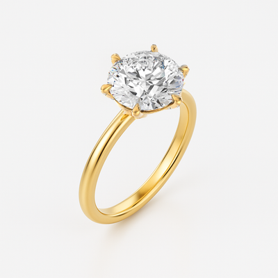 Round Lab Grown Diamond Engagement Ring With Pave Prongs - Ravenna