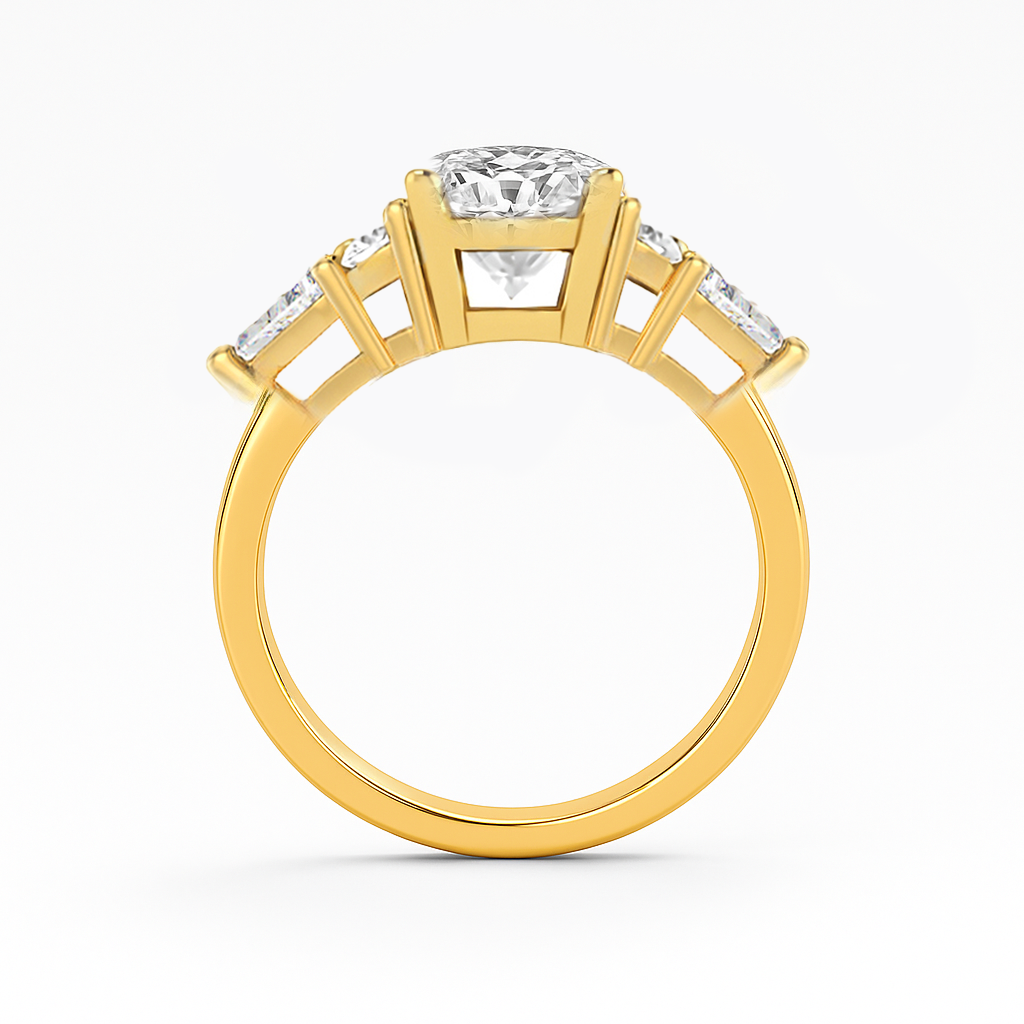 The Maya Ring - Lab Grown Diamond with Side Stones