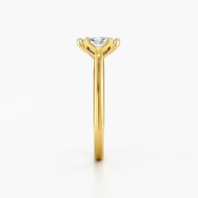 The Aurelia Ring – Elongated Cushion Diamond Six-Claw Solitaire with Tulip Basket & Vintage Gallery