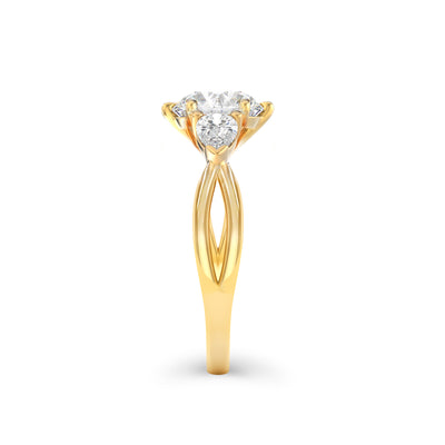 The Rebecca Ring - Oval Trilogy with Pear Side Stones