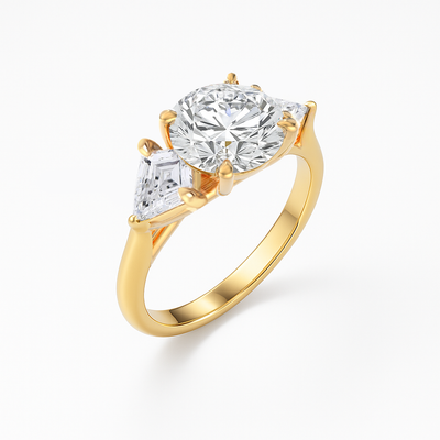 The Alice Ring - Trilogy with Kite Side Stones - Lab Grown Diamond