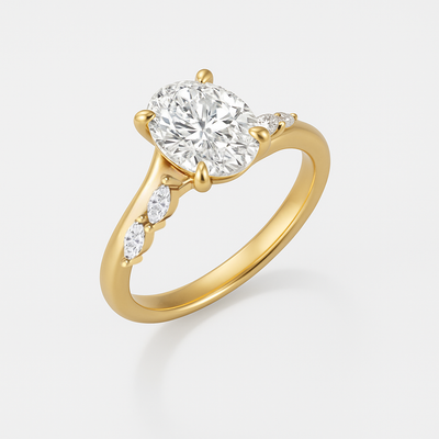 The Melanie Ring - Oval Diamond with Marquise Accents