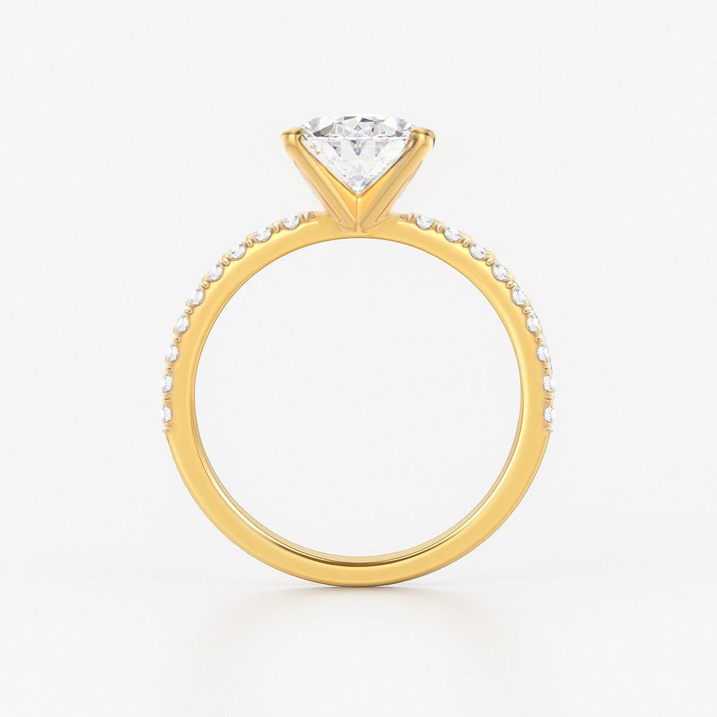 The Florence Ring - Oval with Fine Pave Band