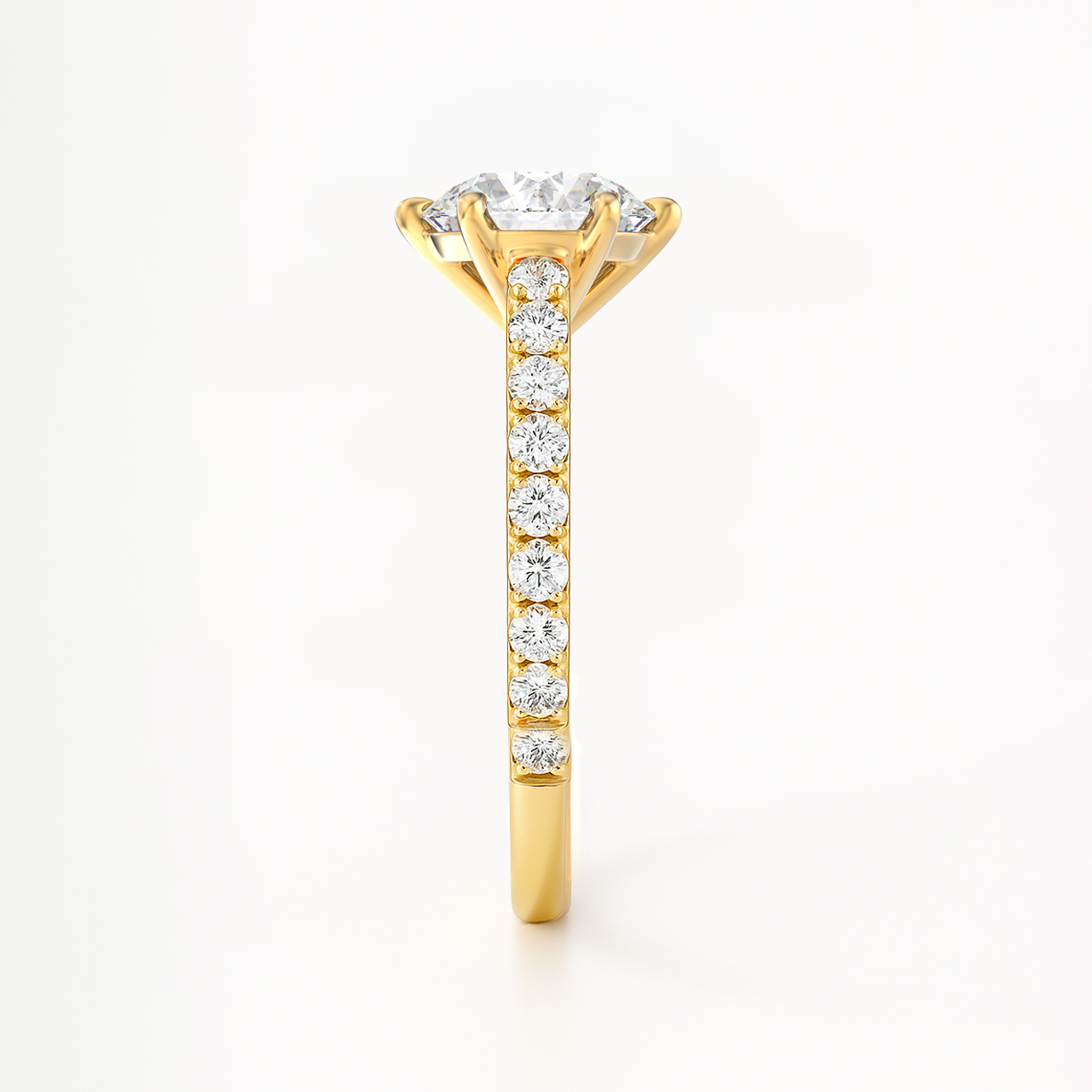 The Amelia Ring - Lab Grown Diamond with Pave Cathedral Setting