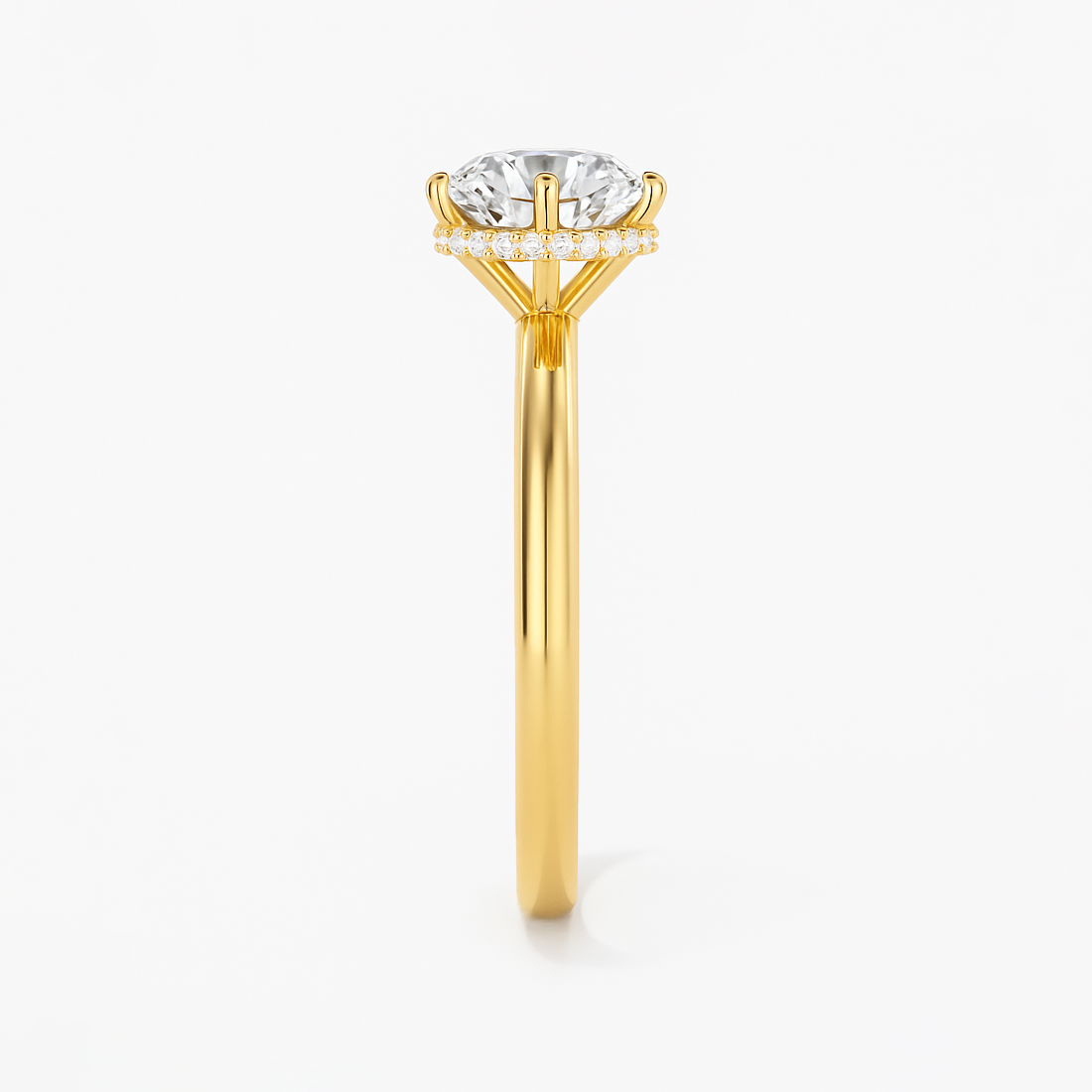 The Phoebe Ring - Hidden Halo 6-Claw Round Solitaire