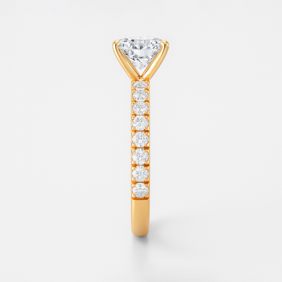 The Kimberley Ring - Lab Grown Diamond with Medium Pave Band